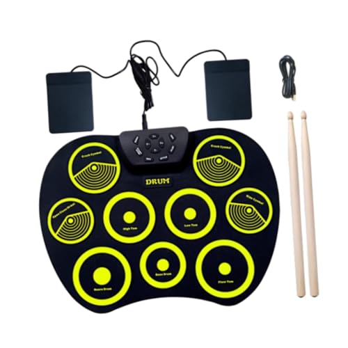 kowaku Elektronisches Schlagzeug, 9 Pads, schnurloses elektrisches Schlagzeug, kompaktes Geschenk, Tischschlagzeug, Drum Machine für Kinder, Anfänger, Kinder von kowaku