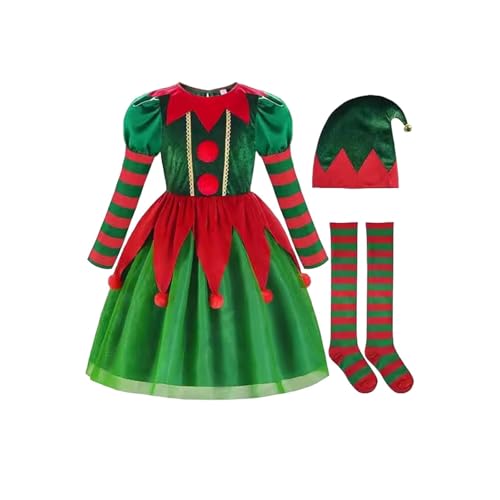 kowaku Elfen-Weihnachtskostüm, Cosplay mit Socken für Bühnenauftritte, Geburtstagsparty, XL für Körpergröße von kowaku