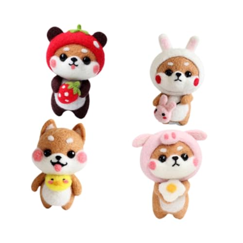 kowaku Filz Set Filz zubehör Tierpuppe Filzset Selber Wollfilz Material für Kinder, 4 Stück von kowaku