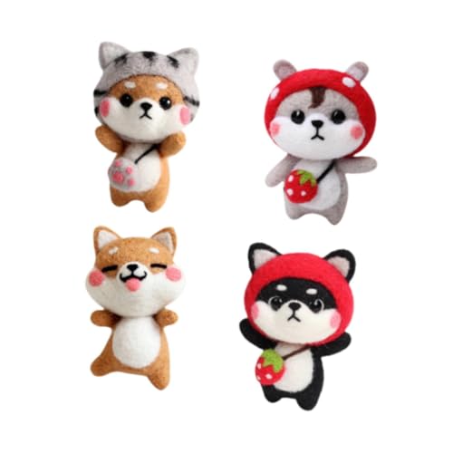 kowaku Filz Set Filz zubehör Tierpuppe Filzset Selber Wollfilz Material für Kinder, 4pcs Set von kowaku