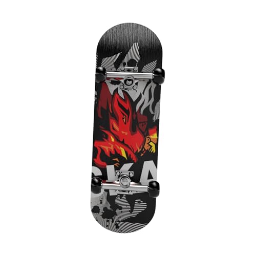 kowaku Griffbrett, Fingerboard, Mini-Finger-Skateboard-Spielzeug, Fingerspitzenbewegung für Skate-Liebhaber, Schwarze Flamme von kowaku