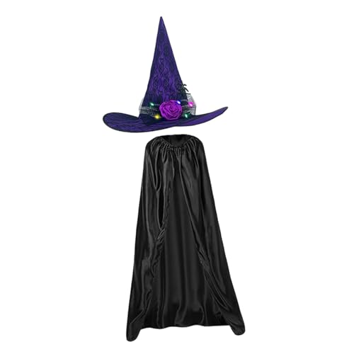 kowaku Halloween Hexenkostüm Set Umhang Outfits für Bühnenauftritte Mottopartys, LILA von kowaku