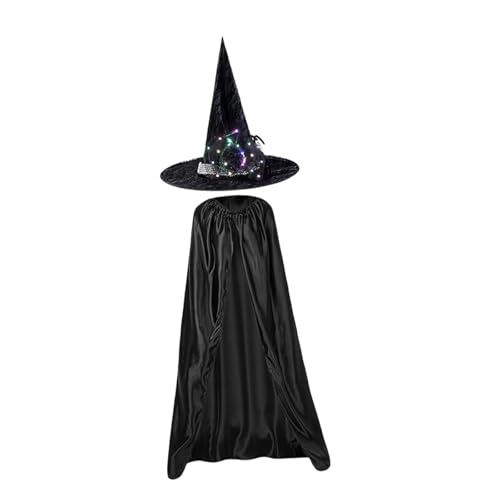 kowaku Halloween Hexenkostüm Set Umhang Outfits für Bühnenauftritte Mottopartys, Schwarz von kowaku