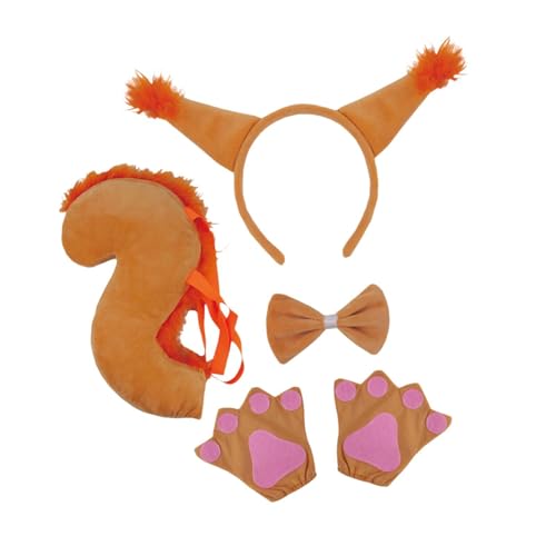 kowaku Halloween-Kostüm, handgefertigte Kopfbedeckung, Cosplay-Outfits für Partys mit Tiermotiven, Orange mit Handschuhen von kowaku