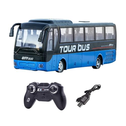 kowaku Hochsimulations-Schulbus-Spielzeug, Ferngesteuerter Bus, Lernspielzeug, tragbarer RC-Stadtbus, RC-Modellauto-Spielzeug für Kinder, BLAU von kowaku