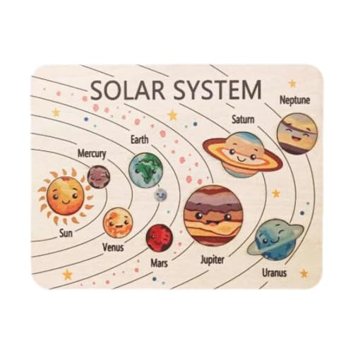 kowaku Holz-Puzzle, acht Planeten, Puzzle für Kinder, kognitives Astronomie-Spielzeug, Holzplaneten, Lernspiel für Jungen und Mädchen, Geschenke von kowaku