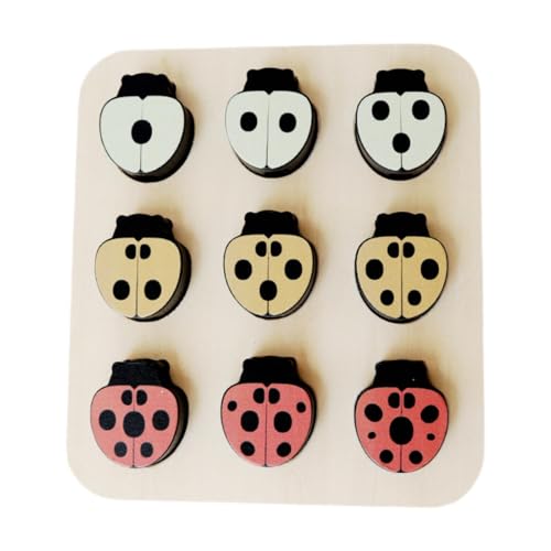 kowaku Holzschalen Ladybug Puzzle Fadenzählspielzeug, Nummer passender Spielzeug für Kinder im Alter von 3+ von kowaku