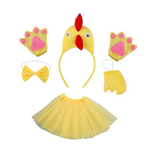 kowaku Huhn Tier Kostüm 5 Teile/satz Niedlichen Tüllrock für Party Cosplay Prop Mädchen, Gelb von kowaku