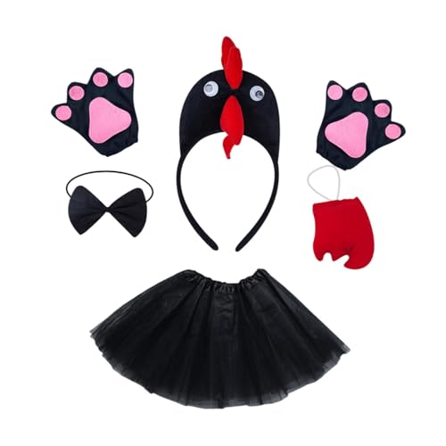 kowaku Huhn Tier Kostüm 5 Teile/satz Niedlichen Tüllrock für Party Cosplay Prop Mädchen, Schwarz von kowaku