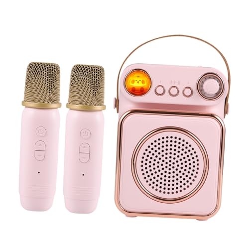 kowaku Karaoke Lautsprecher mit Zwei Mikrofonen, Tragbare Karaoke Maschine für Familientreffen, Rosa von kowaku