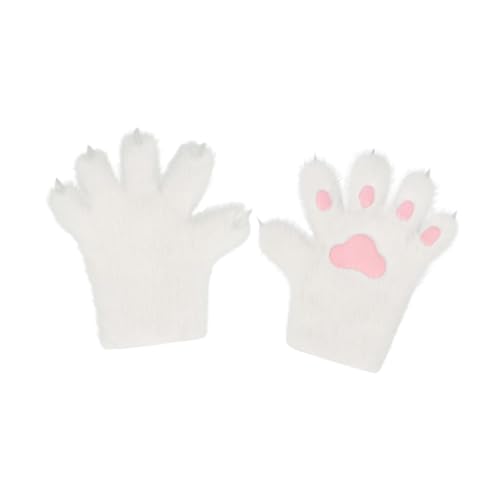 kowaku Katzenkrallen-Handschuhe, Hände, Krallen, Kätzchenpfoten-Handschuhe für Club, Karneval, Festival, Party, Weiß von kowaku