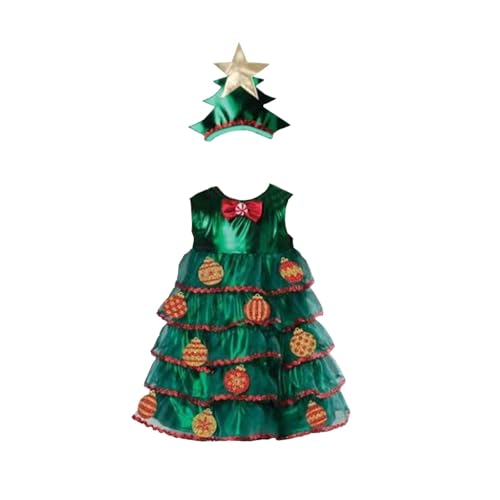 kowaku Kinder Weihnachtsbaum Kostüm Kleid mit Hut Dekor Kostüm für die Feiertage, 110 cm von kowaku