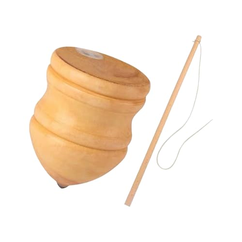 kowaku Klassischer Holz-Trompos mit Spitze, Stab, DIY, handgeschnitztes Gyro-Spielzeug, unbemalte Holzkreisel, für Erwachsene und Kinder, Geschenk, 8 Inch with 40cm Rod von kowaku