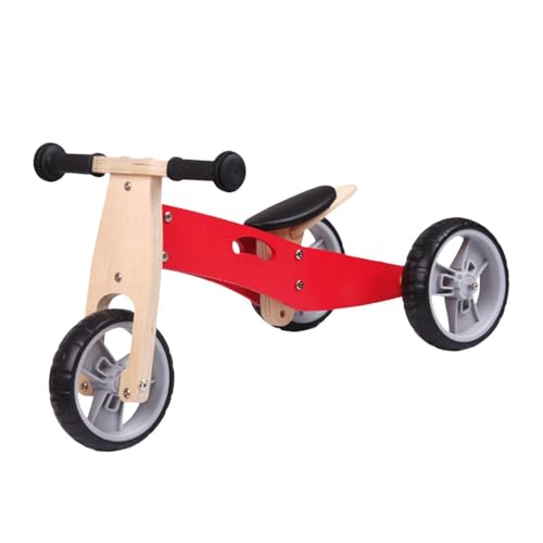 kowaku Laufrad aus Holz, ohne Pedale, Lauflernspielzeug für Kinder, erstes Fahrrad für Kleinkinder, Geburtstagsgeschenk ab 1 Jahr, ROT von kowaku