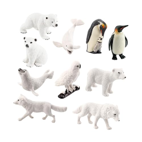 kowaku Lebensechte arktische Tiere, arktische Tiermodelle, handgefertigtes Polartier-Spielset für Partygeschenke, Hofszene, Geschenk, Spielhaus-Dekor, 10 Stück von kowaku