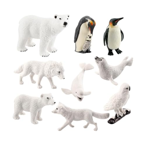 kowaku Lebensechte arktische Tiere, arktische Tiermodelle, handgefertigtes Polartier-Spielset für Partygeschenke, Hofszene, Geschenk, Spielhaus-Dekor, 9 Stück von kowaku