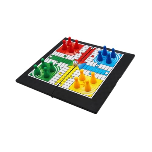 kowaku Ludo-Brettspiel mit faltbarem Brett, Tischspiel, Strategiespiel, fliegendes Schachspiel zur Unterhaltung von Jungen und Mädchen, 4 Spieler von kowaku