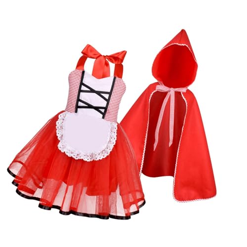 kowaku Mädchen Rot Kleid Cape Weich Verkleidung für Karneval Party Urlaub Weihnachten von kowaku