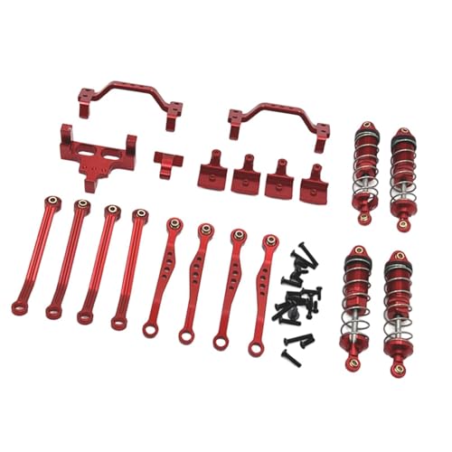 kowaku Metall-Upgrade-Kits für RC-Autos im Maßstab 1:16, Spurstangen, Stoßdämpfer für RC-Autoteile für C74-1 JA11, ferngesteuertes Auto, Crawler, Rot von kowaku