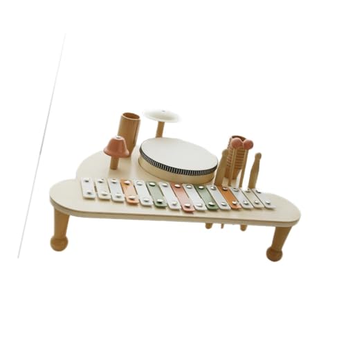 kowaku Montessori Xylophon Raumschiff Musikstation Holz Musikspielzeug Robustes Lernspielzeug Schlagzeug Set Handklopfklavier für Kinder von kowaku