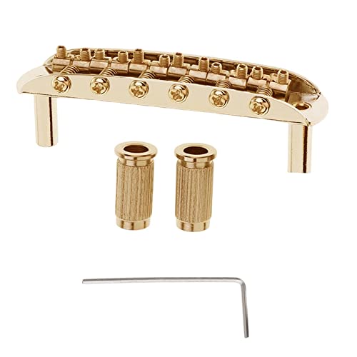 kowaku Premium Gitarrenbrücke für 6-saitige E-Gitarren, e Konstruktion aus Metall, Gold von kowaku