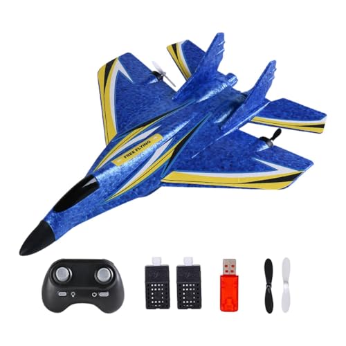 kowaku RC -Flugzeugflugzeug Spielzeug RC Fighter Fernbedienung Flugzeug für Jungen Kinder Anfänger Erwachsene, Blau Zwei Batterie von kowaku