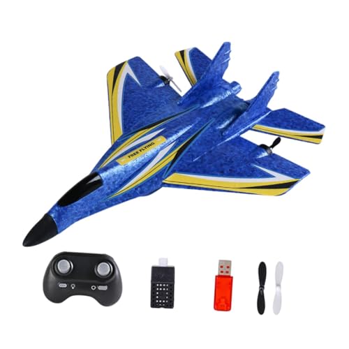 kowaku RC -Flugzeugflugzeug Spielzeug RC Fighter Fernbedienung Flugzeug für Jungen Kinder Anfänger Erwachsene, Blaue Einzelbatterie von kowaku