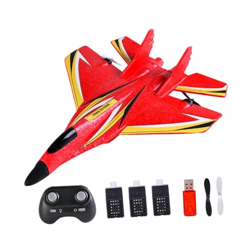 kowaku RC -Flugzeugflugzeug Spielzeug RC Fighter Fernbedienung Flugzeug für Jungen Kinder Anfänger Erwachsene, Rot DREI Batterie von kowaku