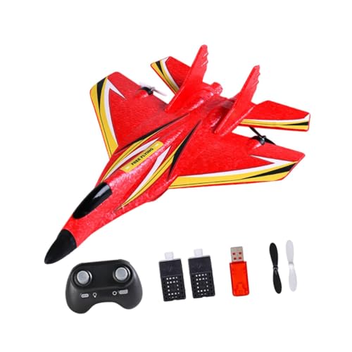 kowaku RC -Flugzeugflugzeug Spielzeug RC Fighter Fernbedienung Flugzeug für Jungen Kinder Anfänger Erwachsene, Rot Zwei Batterie von kowaku