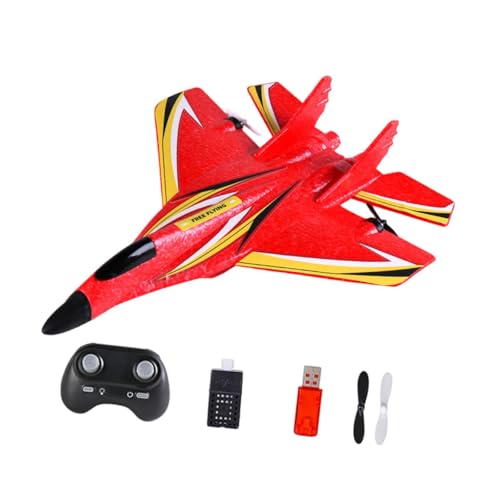 kowaku RC -Flugzeugflugzeug Spielzeug RC Fighter Fernbedienung Flugzeug für Jungen Kinder Anfänger Erwachsene, Rote Einzelbatterie von kowaku