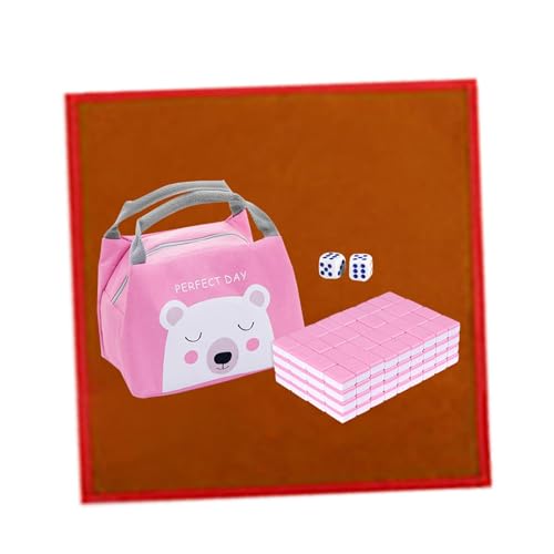 kowaku Reise-Mini-Mahjong-Set, chinesisches Mahjong-Spielzeug-Set, Mahjong-Spielset für Erwachsene und Kinder, ROSA von kowaku