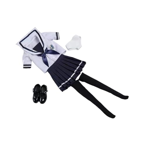 kowaku Schuluniform-Set für Puppen im Maßstab 1/6, Cosplay, kurzärmeliges Oberteil und Rock für Damen, Ankleiden für 12-Zoll-Figuren, Dunkelblau von kowaku