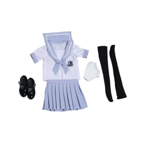 kowaku Schuluniform-Set für Puppen im Maßstab 1/6, Cosplay, kurzärmeliges Oberteil und Rock für Damen, Ankleiden für 12-Zoll-Figuren, Hellblau von kowaku