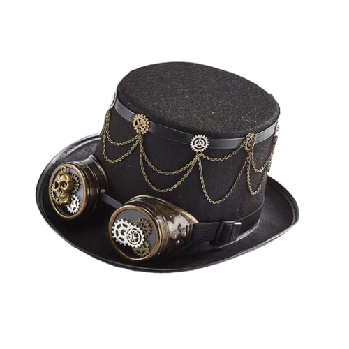 kowaku Steampunk Zylinder mit Schutzbrille Fedora für Party Rollenspiele Performance Cosplay von kowaku