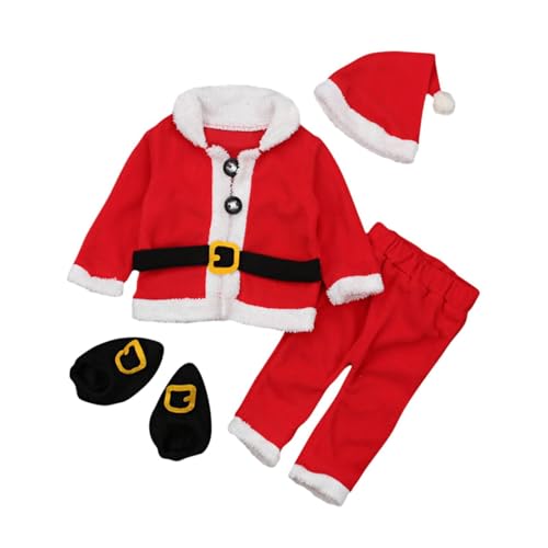 kowaku Weihnachtsmann-Kostüm für Kinder, Weihnachtsoutfit für Festliche Feiertage, Cosplay, Foto-Requisiten, Höhe 80 bis 90cm von kowaku