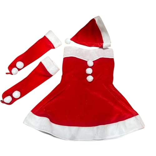 kowaku Weihnachtsmann-Kostümkleid für Damen, Weihnachtsoutfit für Silvester, Feiertagsparty, Foto-Requisiten von kowaku