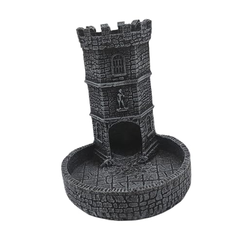 kowaku Würfelturm-Zubehör für Brettspiele, zufälliges Tisch-Rollenspiel aus Kunstharz, Wandschnitzerei, Würfeltablett als Geschenk für Gamer, Schwarzgrau von kowaku