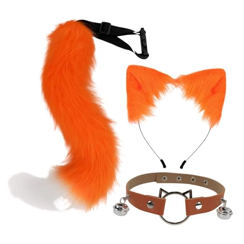 kowakund Schwanz-Set, Cosplay-Katzen-Stirnband für Rollenspiele, Verkleidung, Halloween, Orangeweiß von kowaku