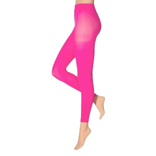 krautwear Damen Mädchen Schweißbänder Stirnband 2 Armbänder Beinstulpen Handschuhe 80er Jahre Set Neon Pink (1x Leggings) von krautwear