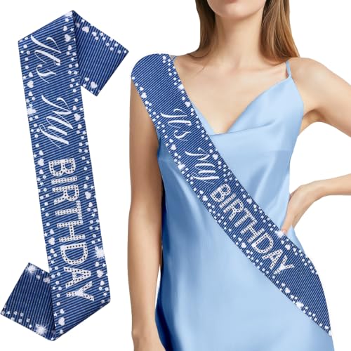 kreat4joy Denim und Diamant Geburtstag Party Dekoration, Denim Thema It's My Birthday Schärpe Blau Denim Diamant Party Supplies Schärpe für Frau Mädchen Denim und Diamant Kristall Thema Geburtstag von kreat4joy