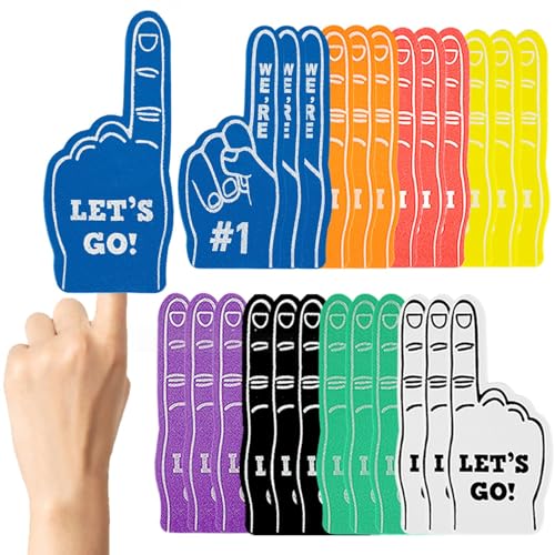 24 Pcs Mini Schaumstoff Finger, wir sind #1 Sport Fan Schaumstoff Finger, 8 Farben Schaumstoff Hand Finger Cheerleader Geschenke für Sport Hand Themed Party Basketball Baseball Fußball von ktxaby