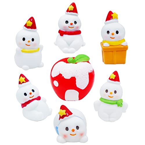 kukifun 7 Stück Schneemann Deko Figuren,Schneemänner Figuren,Schneemann Kuchendeko,Tortendeko Schneemänner,Schneemann Cupcake-Topper,Kleine Schneemann Figuren,Spielzeug Kuchen Dekorationen von kukifun