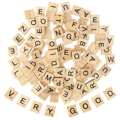 kukmakri 1800 Stück Holz-Buchstaben-Fliesen, Mini-Holz-Scrabble-Fliesen A-Z Großbuchstaben und Holzbuchstaben-Fliesen zum Basteln, Wanddekoration, Telefonik und Rechtschreibung von kukmakri