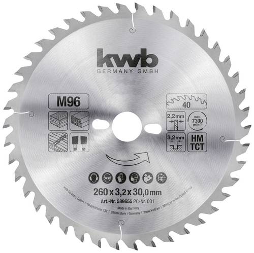 Kwb 589655 Kreissägeblatt 260 x 30mm 1St. von kwb