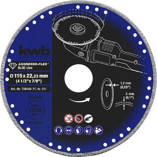 Kwb 720140 Diamanttrennscheibe Durchmesser 115mm Bohrungs-Ø 22.23mm Metall 1St. von kwb