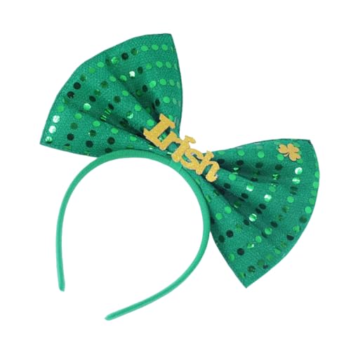 kwoifioy Kobold Blingbling Stirnband Shamrock Spitzen Kopfbedeckung Bowknot Foto Requisiten Irische Party Kopfwege Cosplay Accessoires von kwoifioy