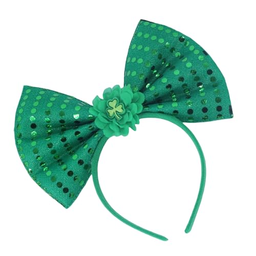 kwoifioy Kobold Blingbling Stirnband Shamrock Spitzen Kopfbedeckung Bowknot Foto Requisiten Irische Party Kopfwege Cosplay Accessoires von kwoifioy