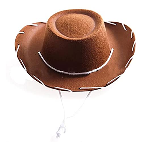 kwoifioy Modischer Cowboyhut für Kostüm, Western-Accessoire, Rollenspiel, Fedora, Jungen, Mädchen, Party, Filz mit verstellbarem Seil von kwoifioy