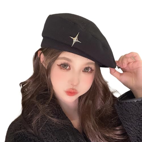 kwoifioy Trendy Star Berets Unisex Kopfbedeckung Zubehör Für Damen Herren Cabbie Hat Für Halloween Cosplay Party Outfit von kwoifioy