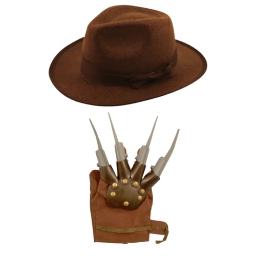 labreeze Kids Explorer Hat & Brown Claw Hand Glove Freddy Krueger Style Unisex Halloween Fancy Dress Party Set - Adventure Costume, Scary Claw Gloves & Explorer Hat for Boys & Girls labreeze Kids Explorer Hat & Brown Claw Hand Glove Freddy Krueger Style Unisex Halloween Fancy Dress Party Set - Adventure Costume, Scary Claw Gloves & Explorer Hat for Boys & Girls von labreeze